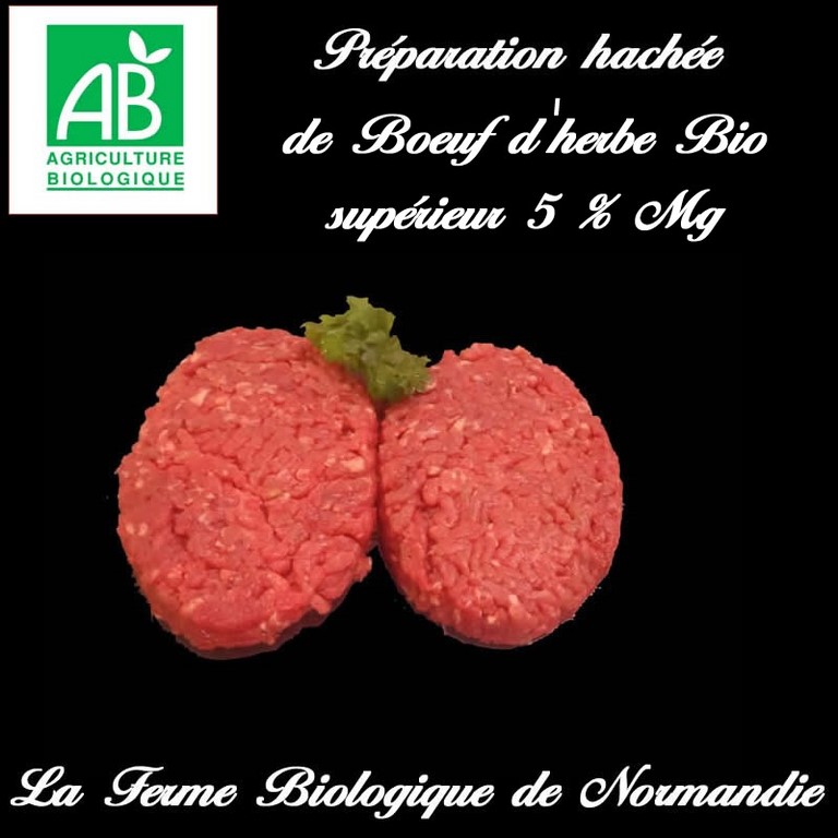 Préparation hachée boeuf bio 2 steaks 250g