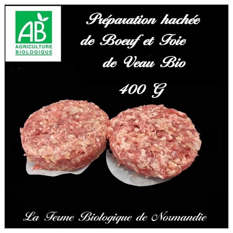 Haché de boeuf avec foie de veau bio